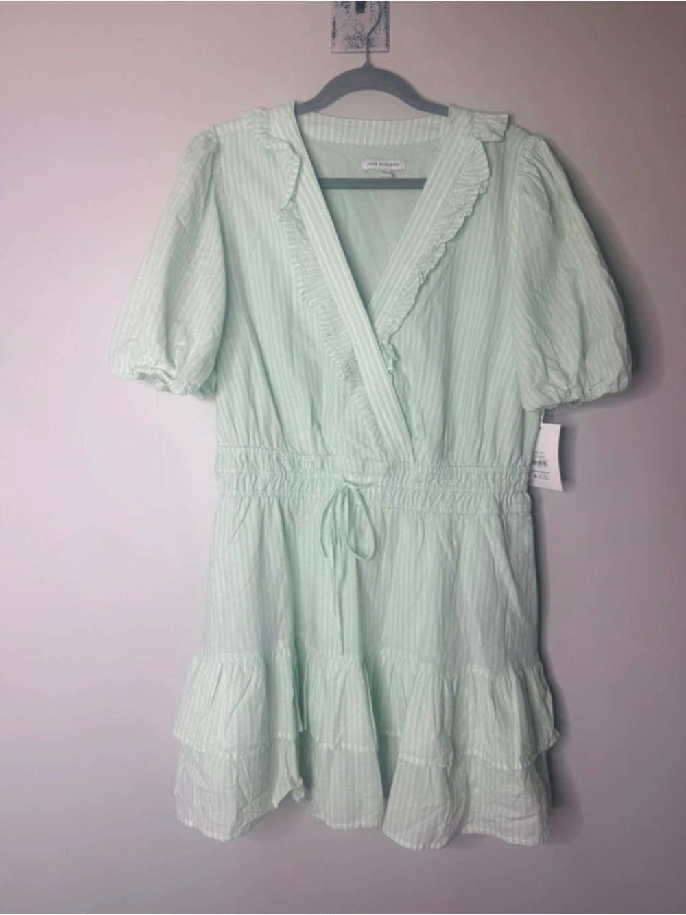 Free Assembly Mint Green Ruffle Wrap Mini Dress